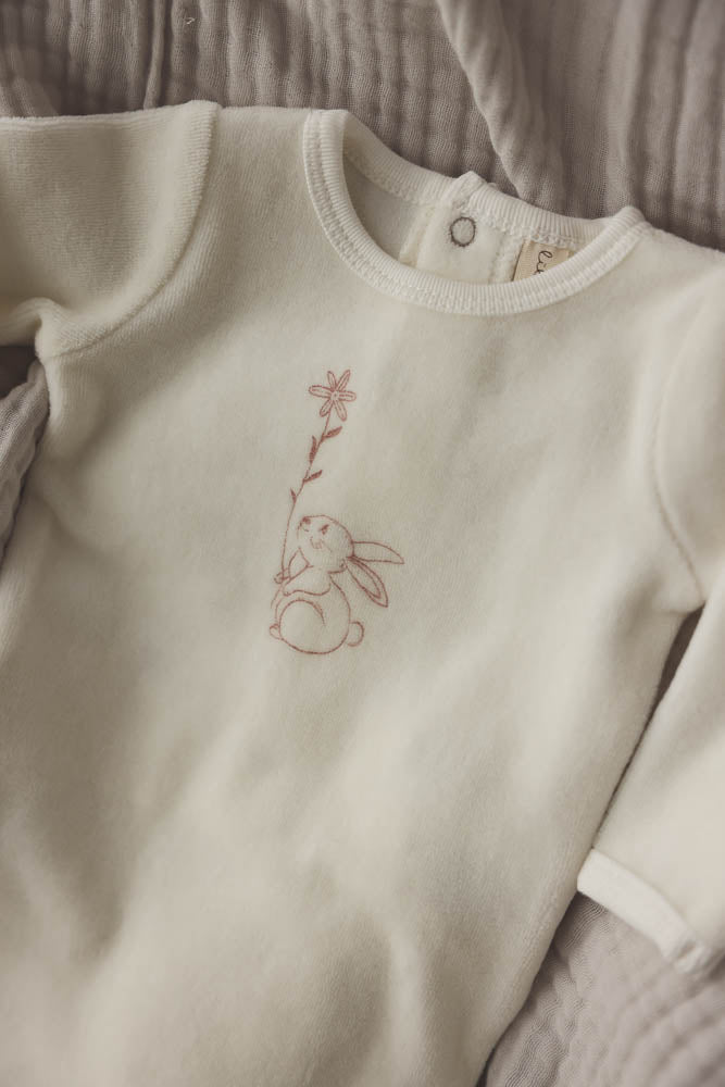 Bunny with Flower White Layette Set