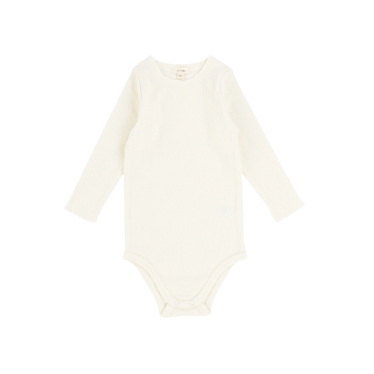 Ribbed Crewneck Onesie LS- Cream