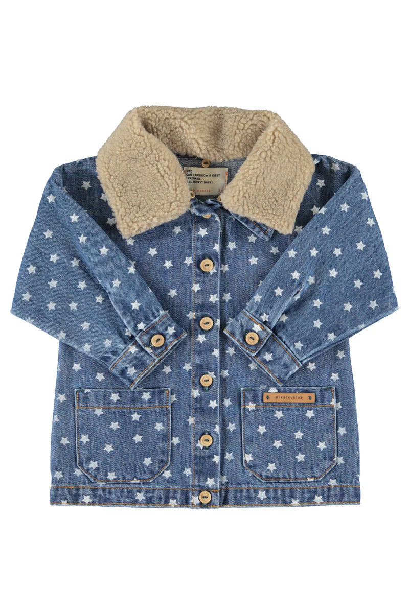 Jacket Washed Navy Denim with Stars