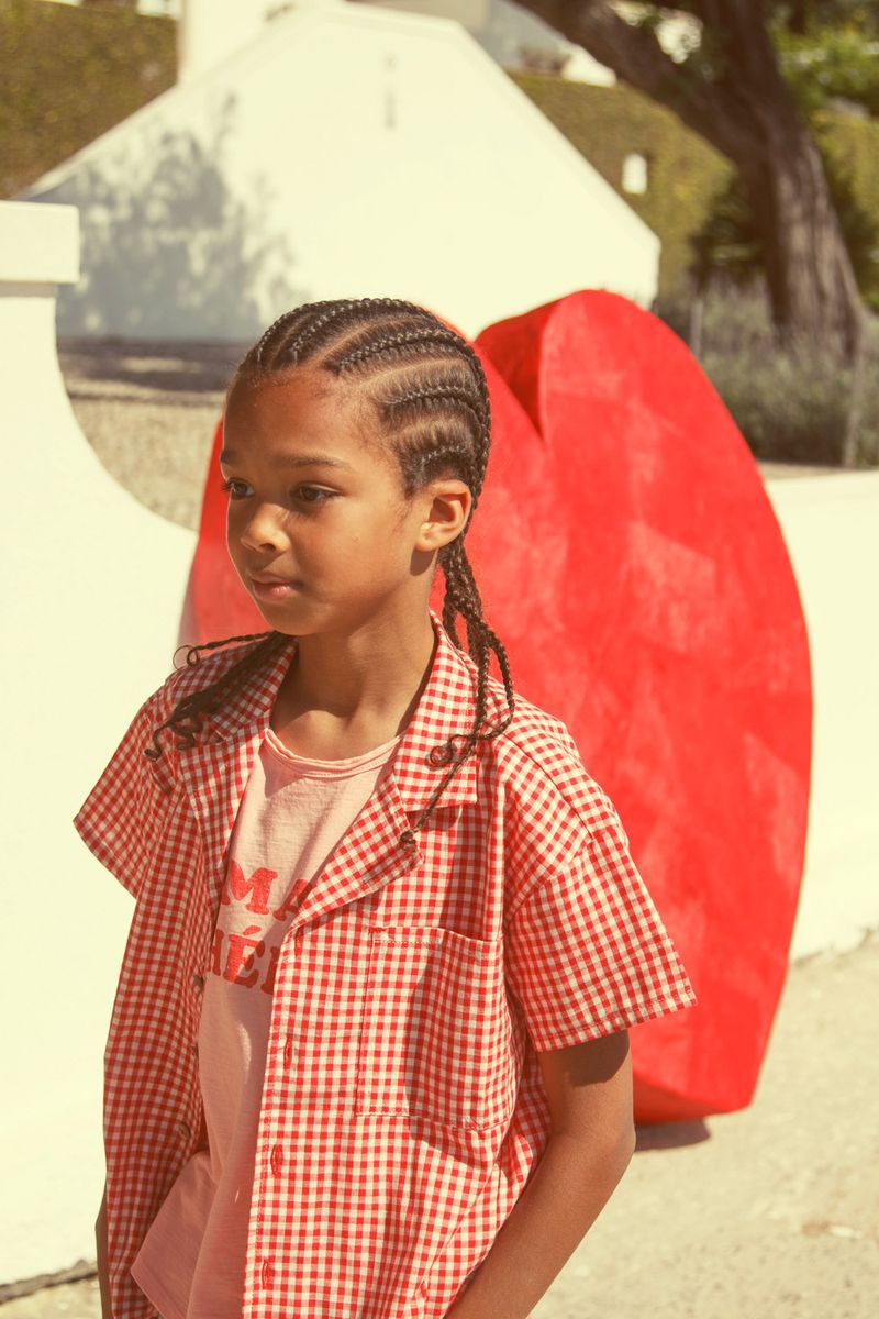 Red & Ecru Checkered Hawaiian Shirt