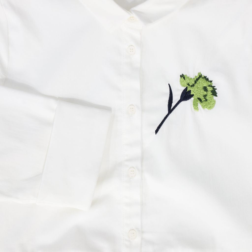 Embroidered Flower Shirt Dress