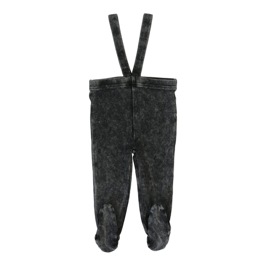 Footed Suspender Leggings- Black Wash