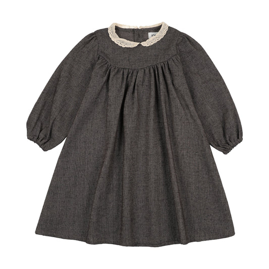 Lace Collar Shabbos Dress- Grey
