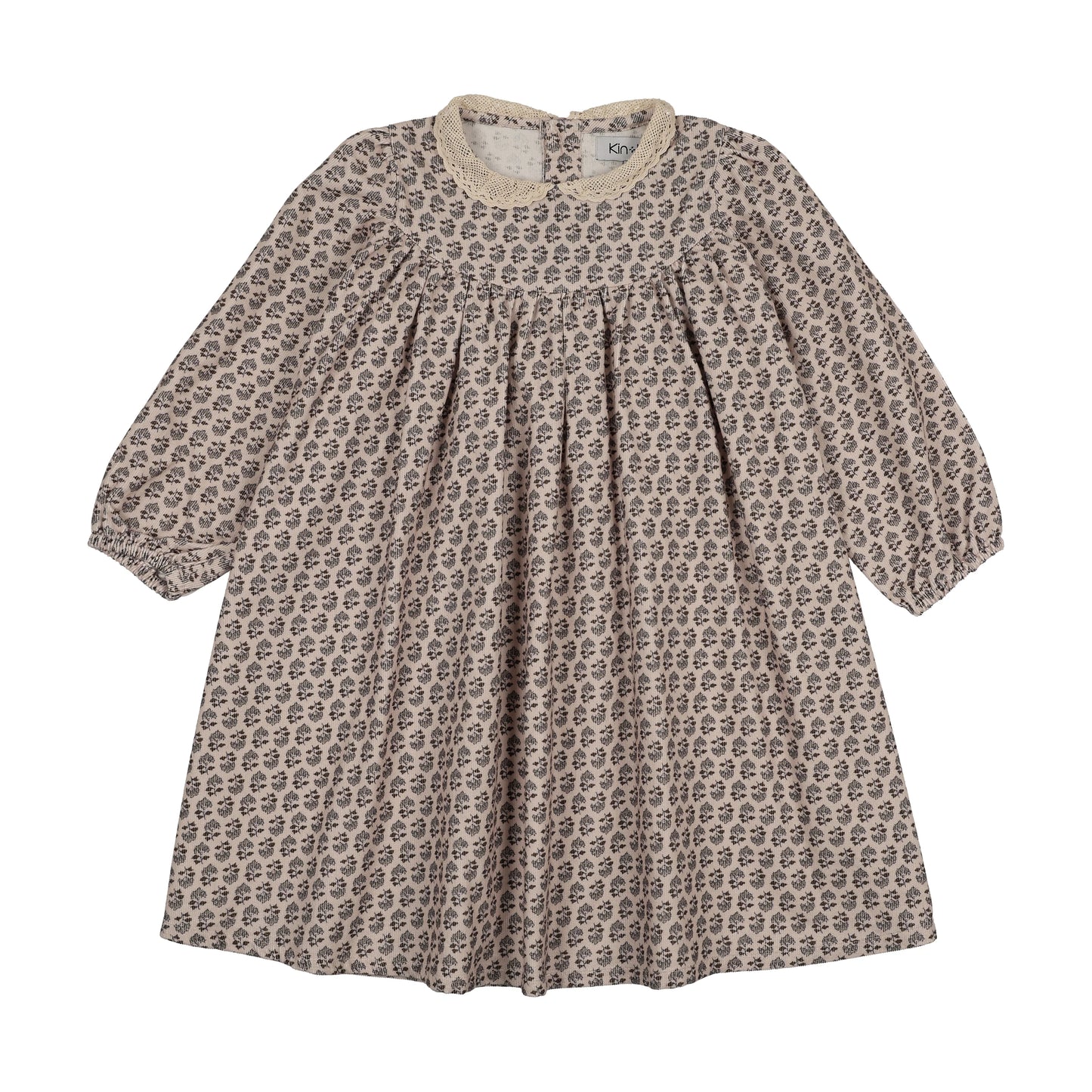Lace Collar Shabbos Dress- Leaf Print