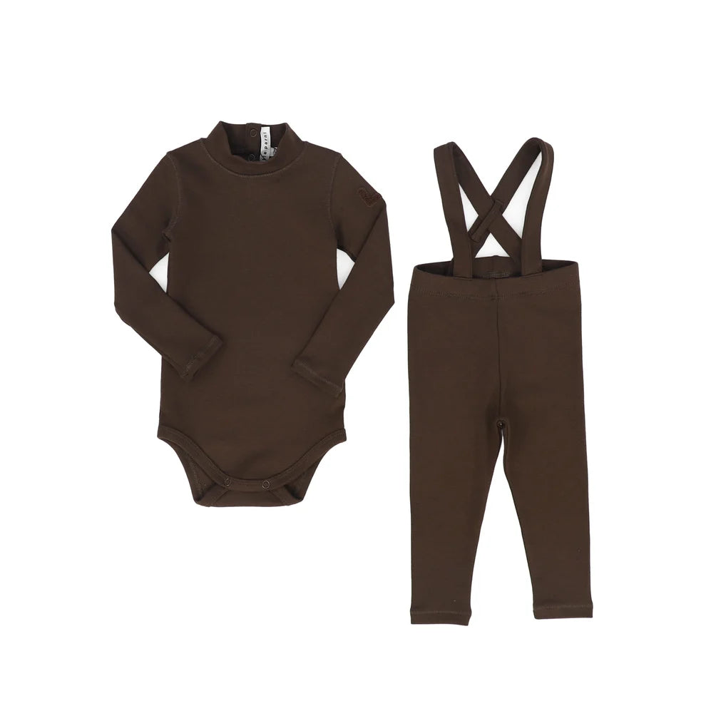 Baby Onesie + Overall Set - Brown