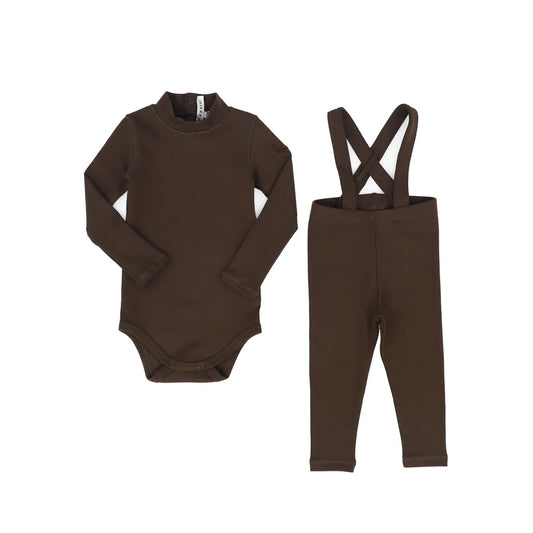 Baby Onesie + Overall Set - Brown