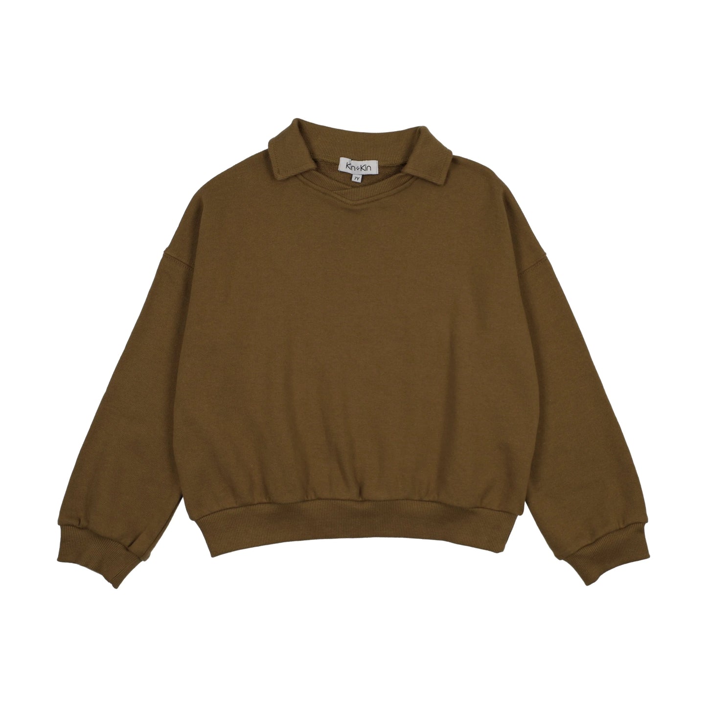 V-neck collared sweatshirt Green bronze