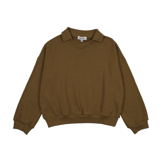 V-neck collared sweatshirt Green bronze