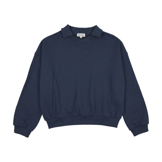 V-neck collared sweatshirt Midnight Blue