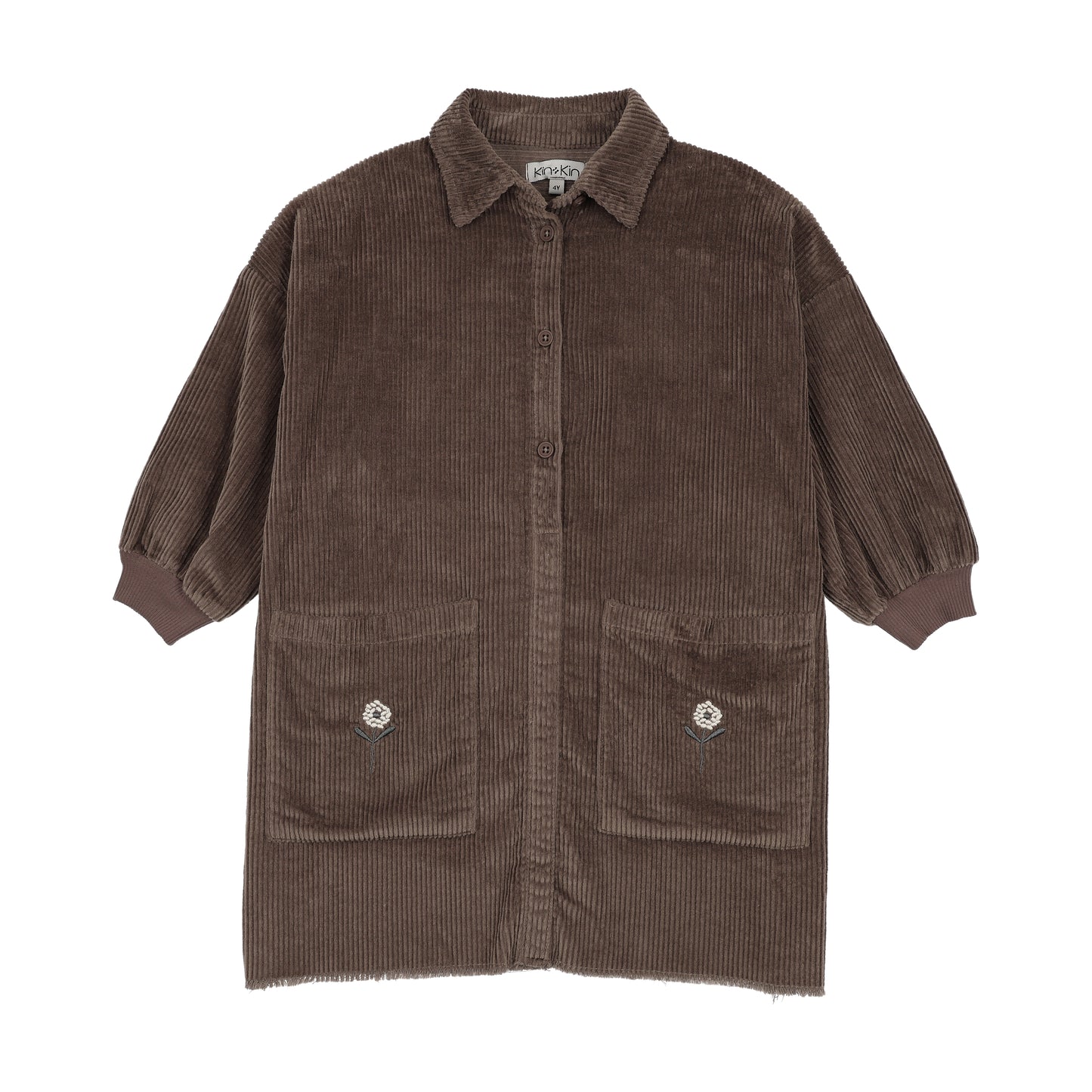 Corduroy Shirt Dress- Umber
