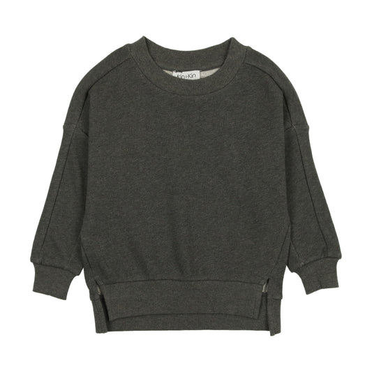 Tonal Sweatshirt w Applique Heathered Grey