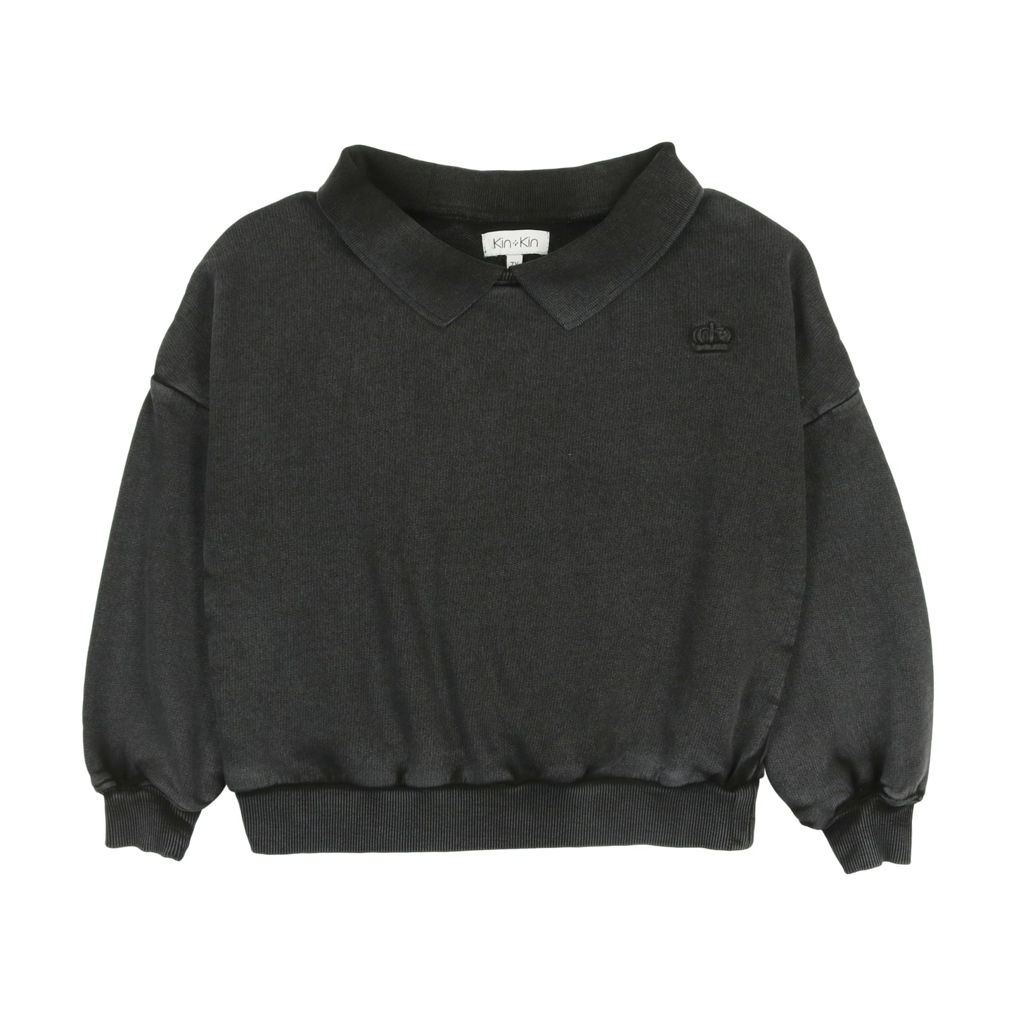 Washed Polo Sweatshirt washed black