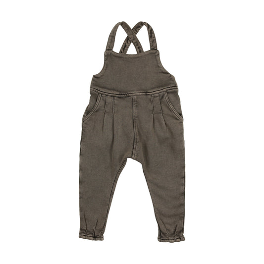 French Terry Baby Overall Set- Taupe Denim