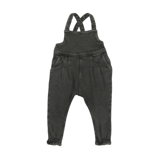 French Terry Baby Overall Set- Black Denim