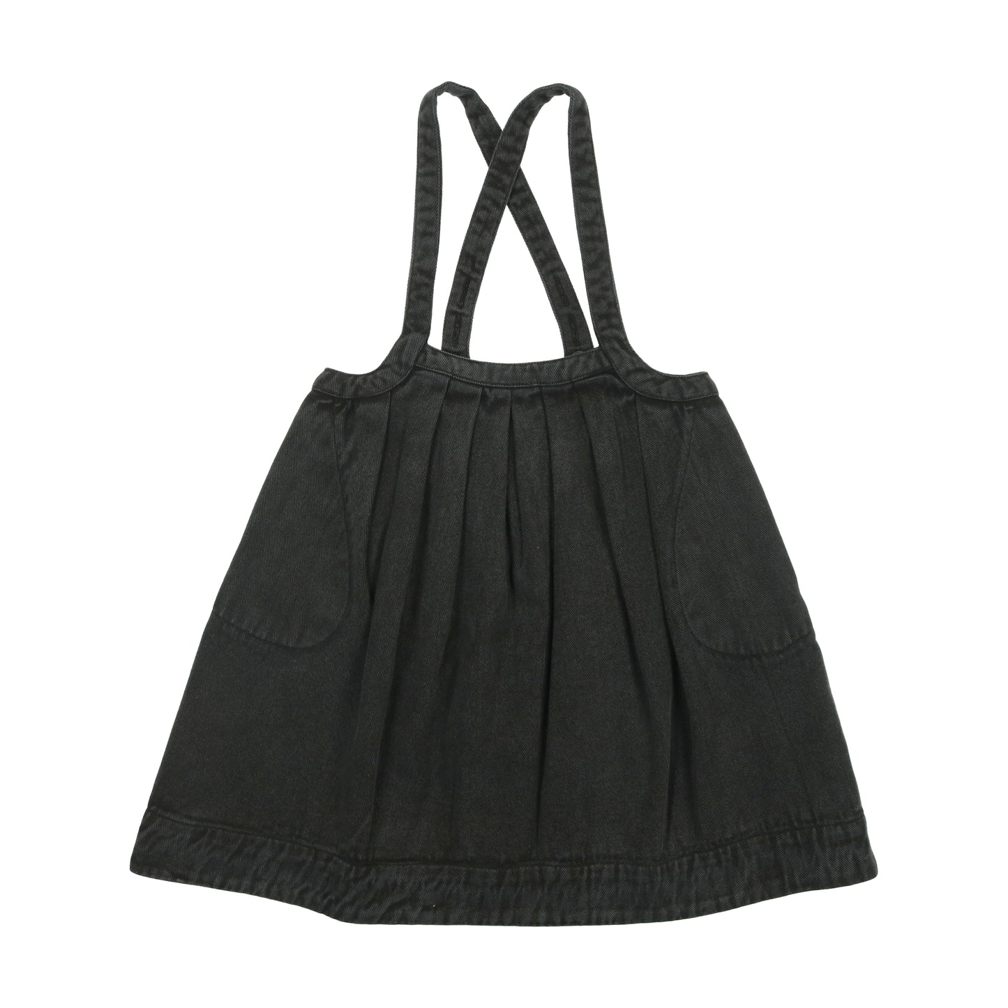 Denim Pinafore Dress- black denim