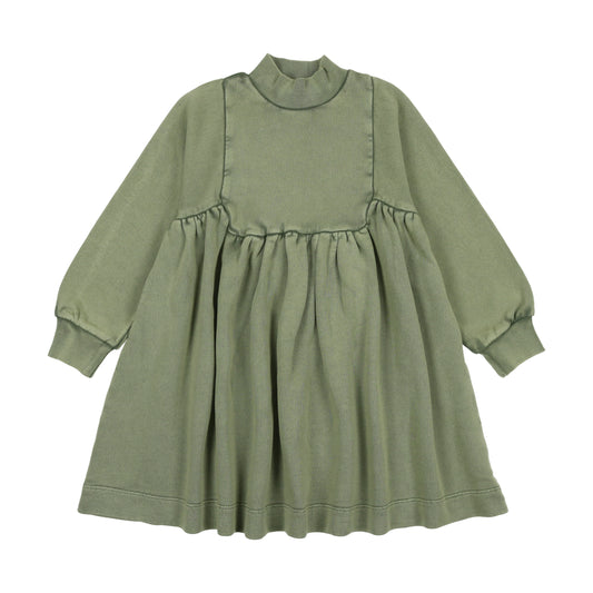 Washed turtleneck bib dress Washed Khaki