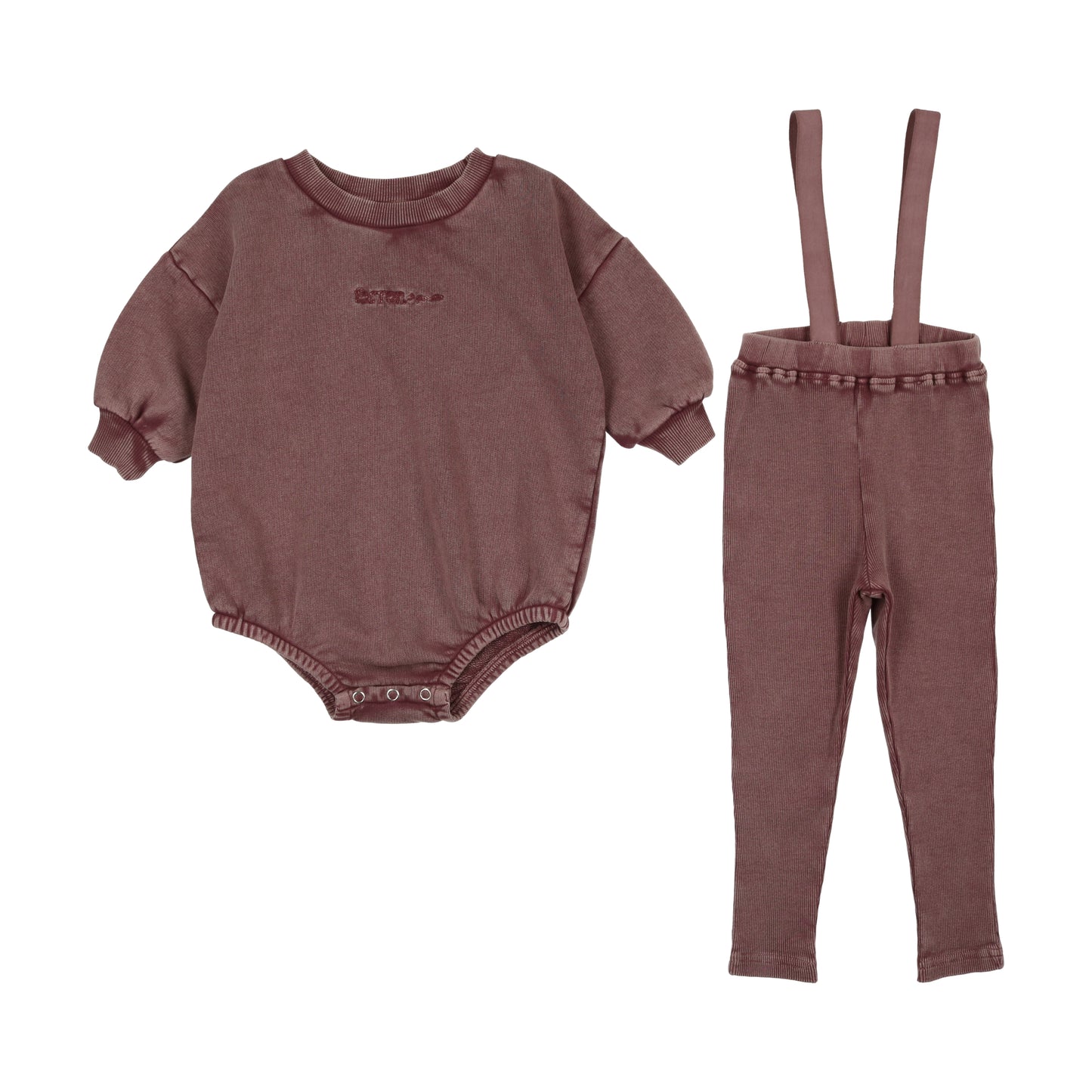 Washed Edge Overall Set Washed Purple