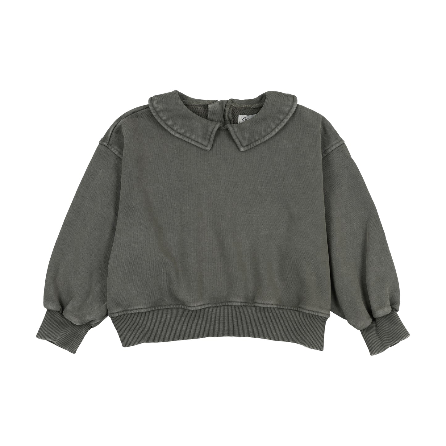 Washed Green Girls Collared Sweatshirt