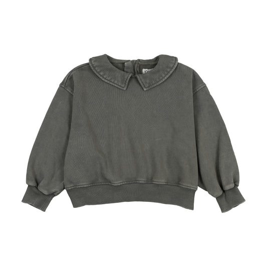 Washed Green Girls Collared Sweatshirt