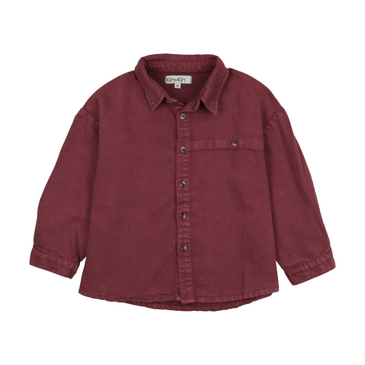 Washed Burgundy Boys Shirt
