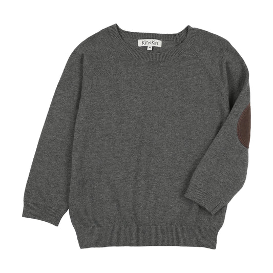 Boys Patch sleeve sweater Grey - Brown