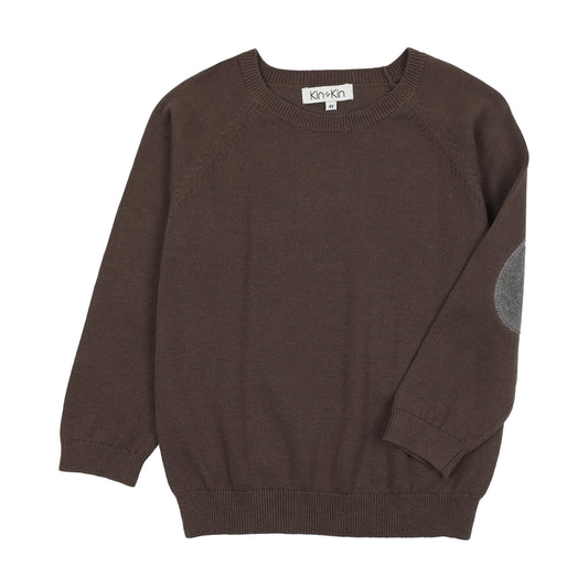 Boys Patch sleeve sweater Brown - Grey