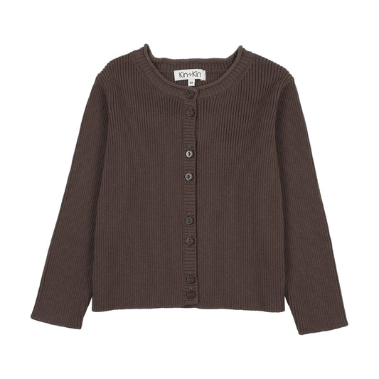 Girl's Knit Cardigan Brown