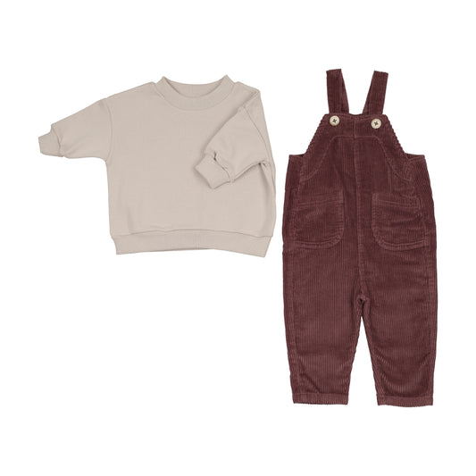 Corduroy Overall Set- Mauve