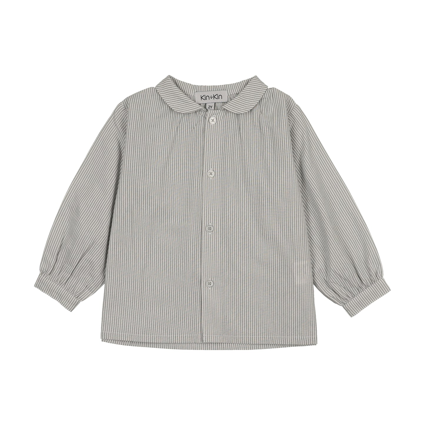 Collared Shirt White-Grey Pin Stripes