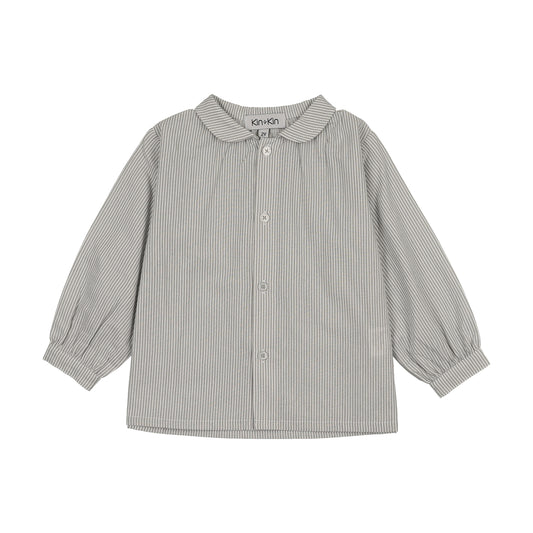 Collared Shirt White-Grey Pin Stripes