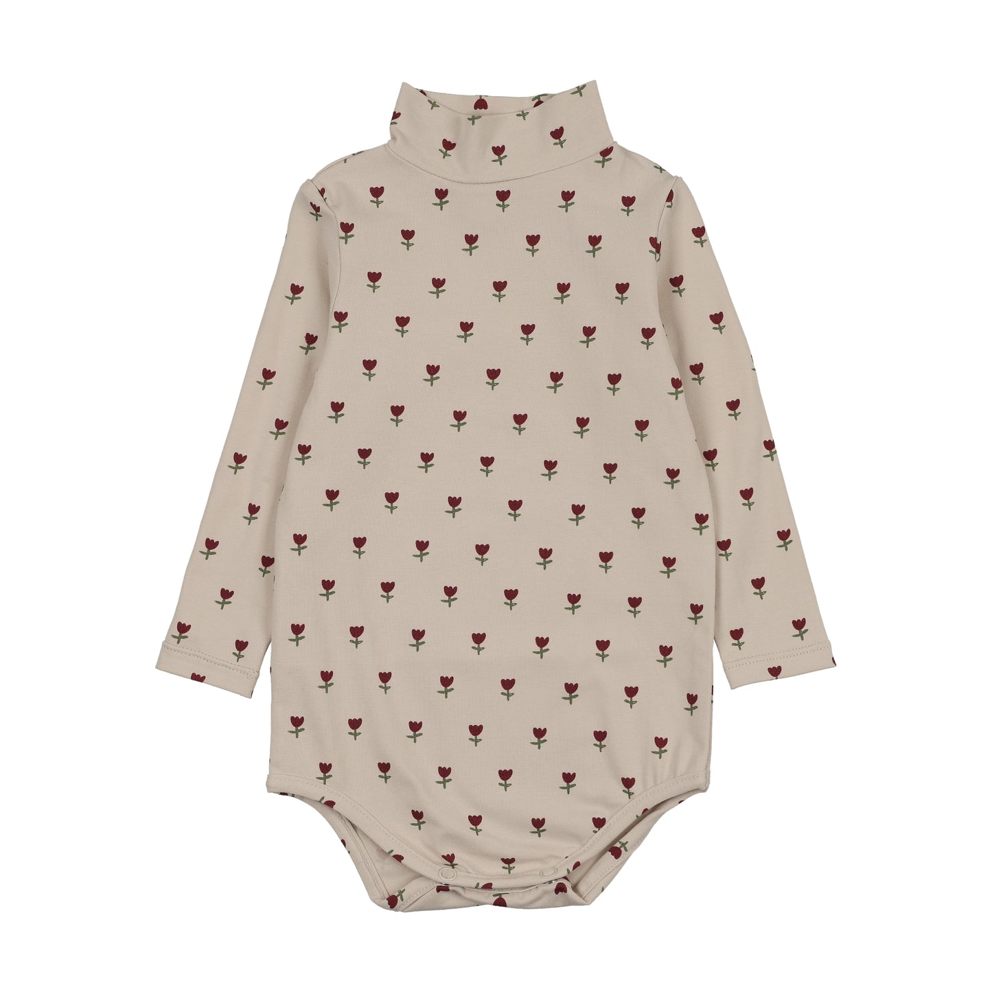 Burgundy Tulip Print- Mockneck Onesie