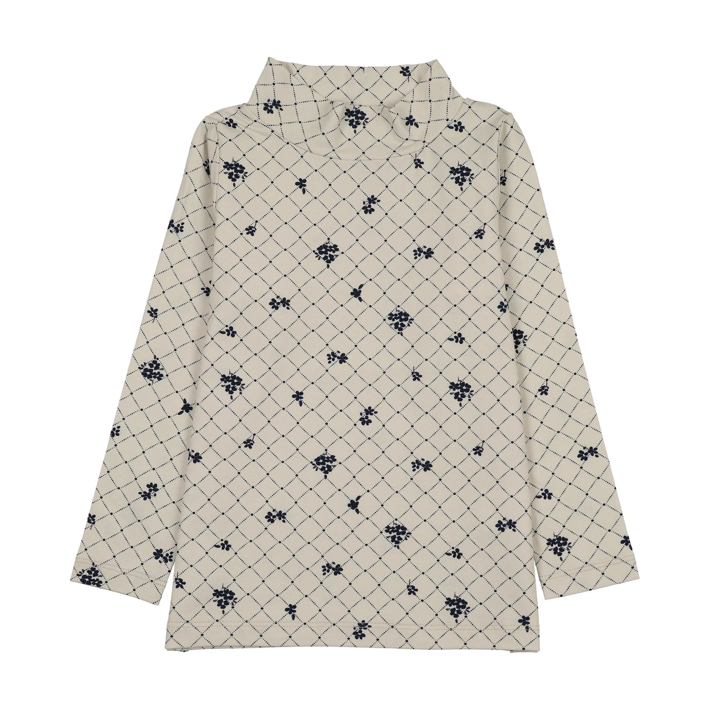 Mockneck T-Shirt Navy Floral Print