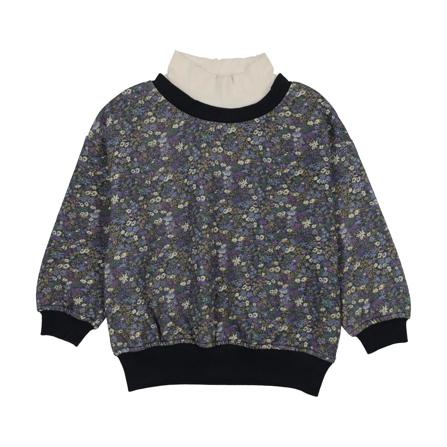 Oversized Turtleneck Sweatshirt Navy Liberty Print