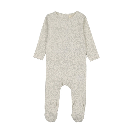 Leaf Trail Footie - Cream/Blue