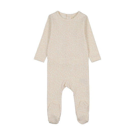 Leaf Trail Footie - Cream/Pink
