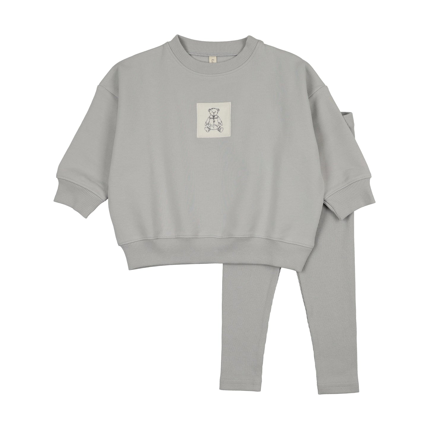 Graphic Tag Sweatshirt Set- Pale Blue