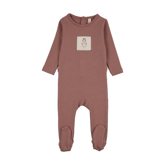 Graphic Tag Footie- Mauve