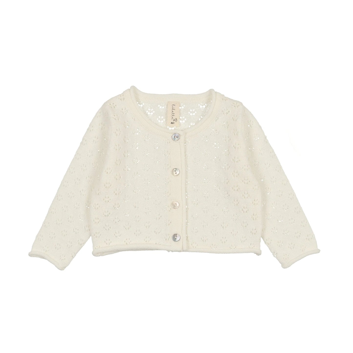 Knit Pointelle Cardigan- Winter White