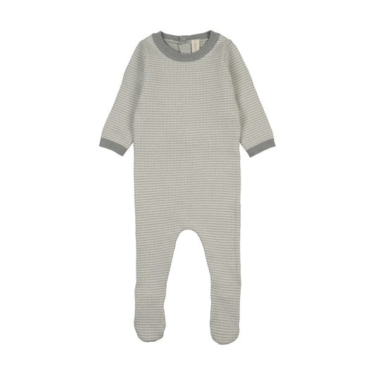 Two Tone Knit Footie - Light Blue