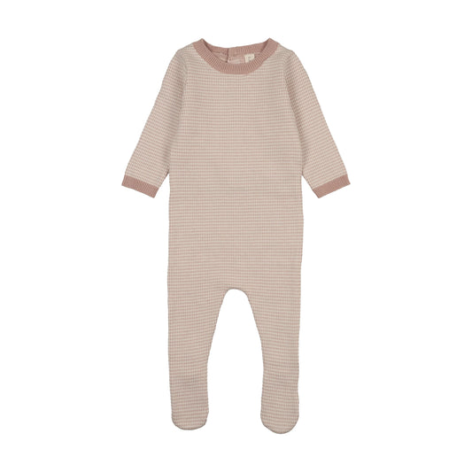 Two Tone Knit Footie - Dusty Pink