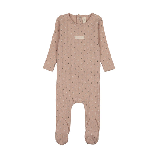 Floret Print Footie- Pink