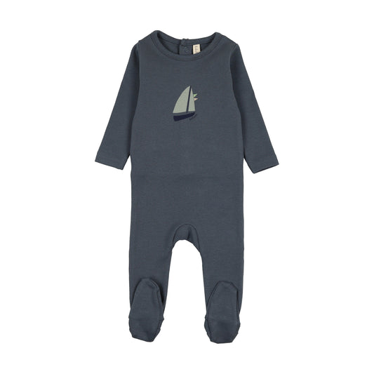 Nautical Graphic Footie - Off Navy