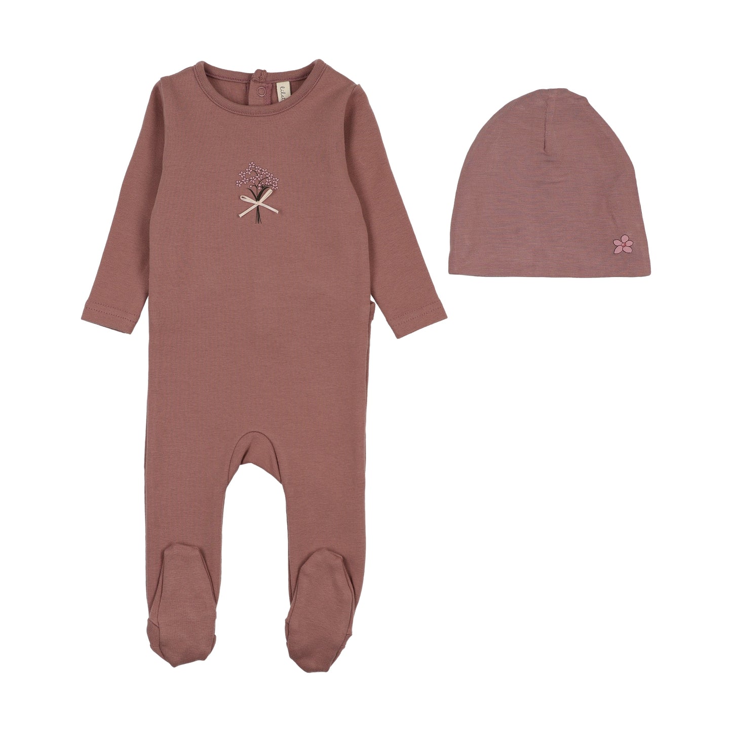 Bouquet Graphic Footie Set- Mauve