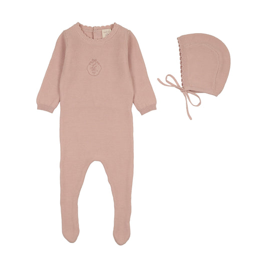 Crest Knit Footie Set Girl
