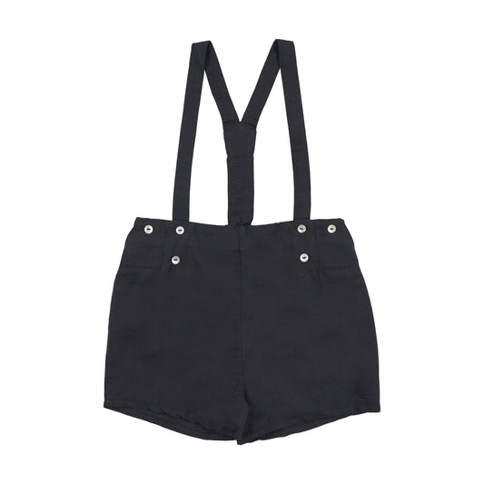 Linen Suspender Shorts- Navy