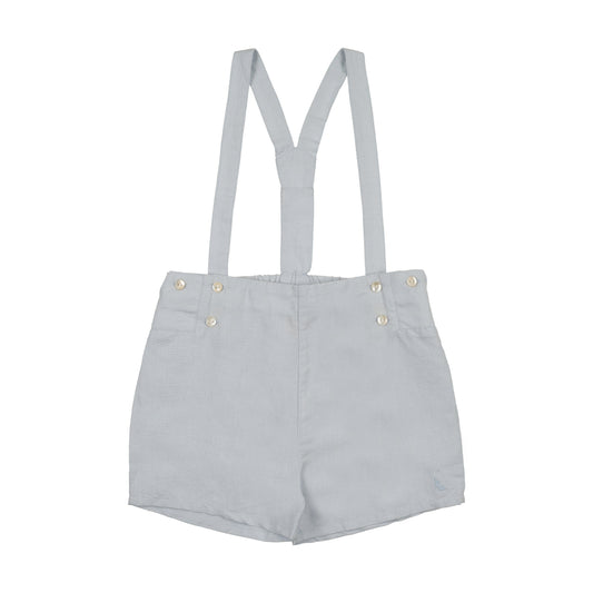 Linen Suspender Shorts- Clear Blue