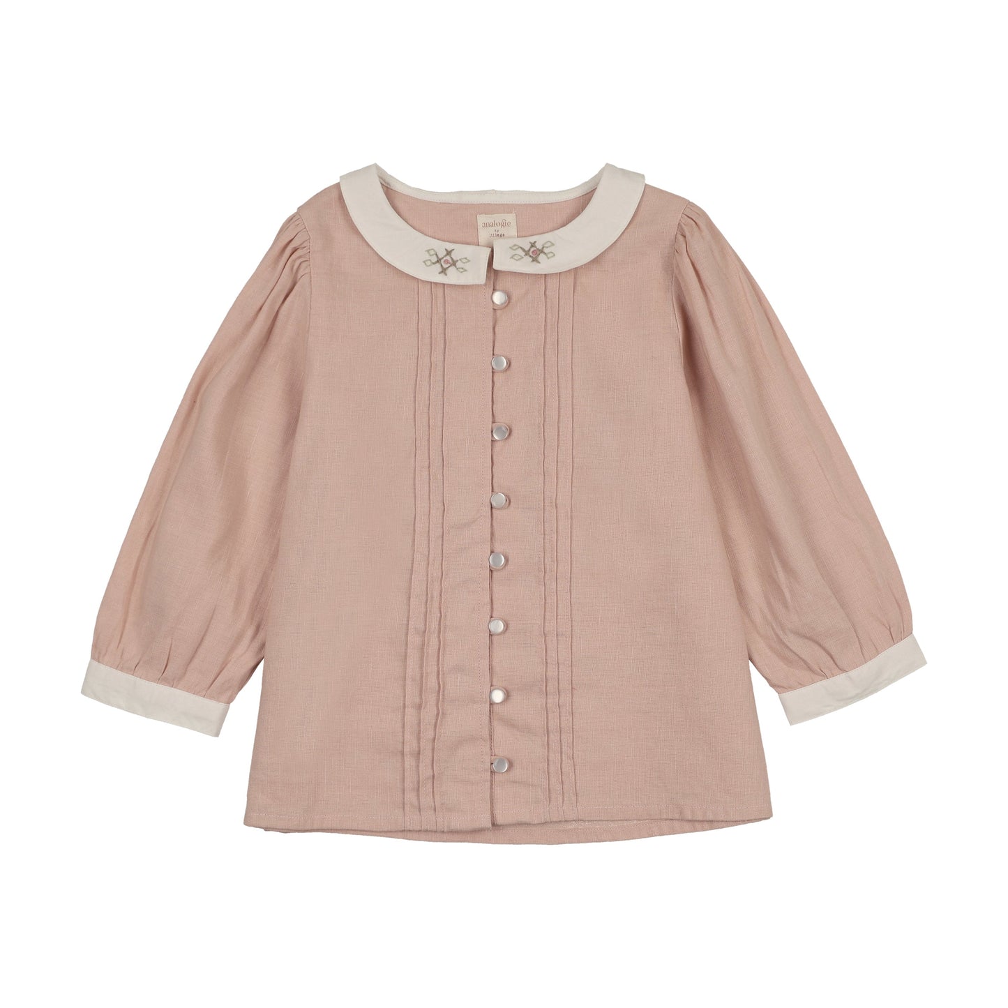 Pintuck 3/4 Sleeve Collar Blouse