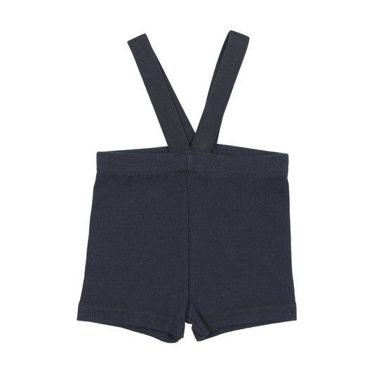 Ribbed Suspender Shorts- Navy