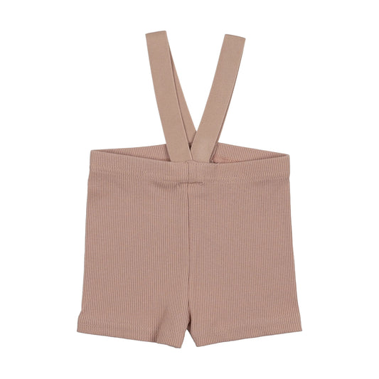 Ribbed Suspender Shorts- Pink