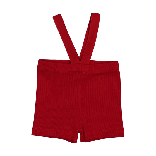 Ribbed Suspender Shorts- Red
